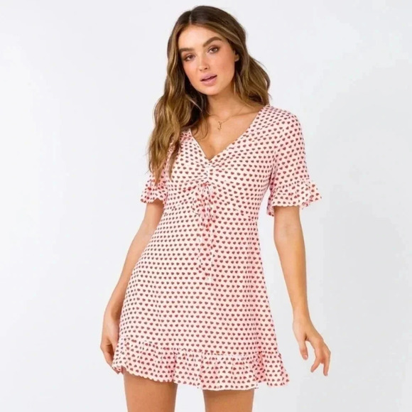 {Princess Polly} Erin Mini Dress in Heart Print - Size 8 - Picture 1 of 16